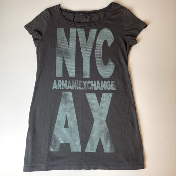 Armani Exchange NYC Bedazzled Short Sleeve Shirt Women’s size M - Picture 1 of 5